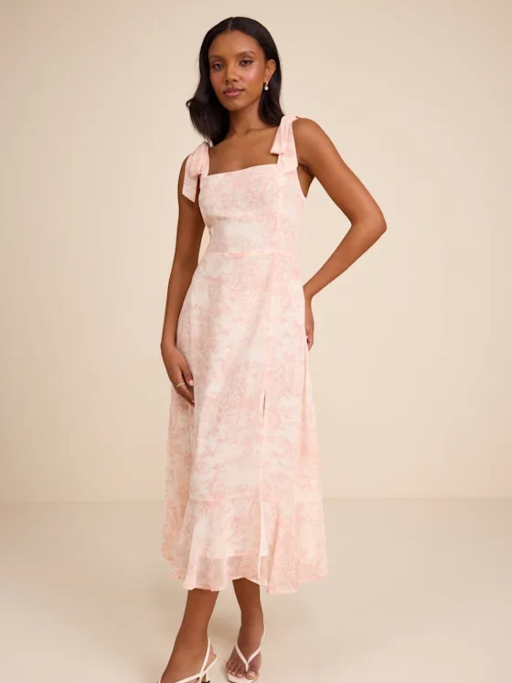 Lulus Pink Toile Print Dress